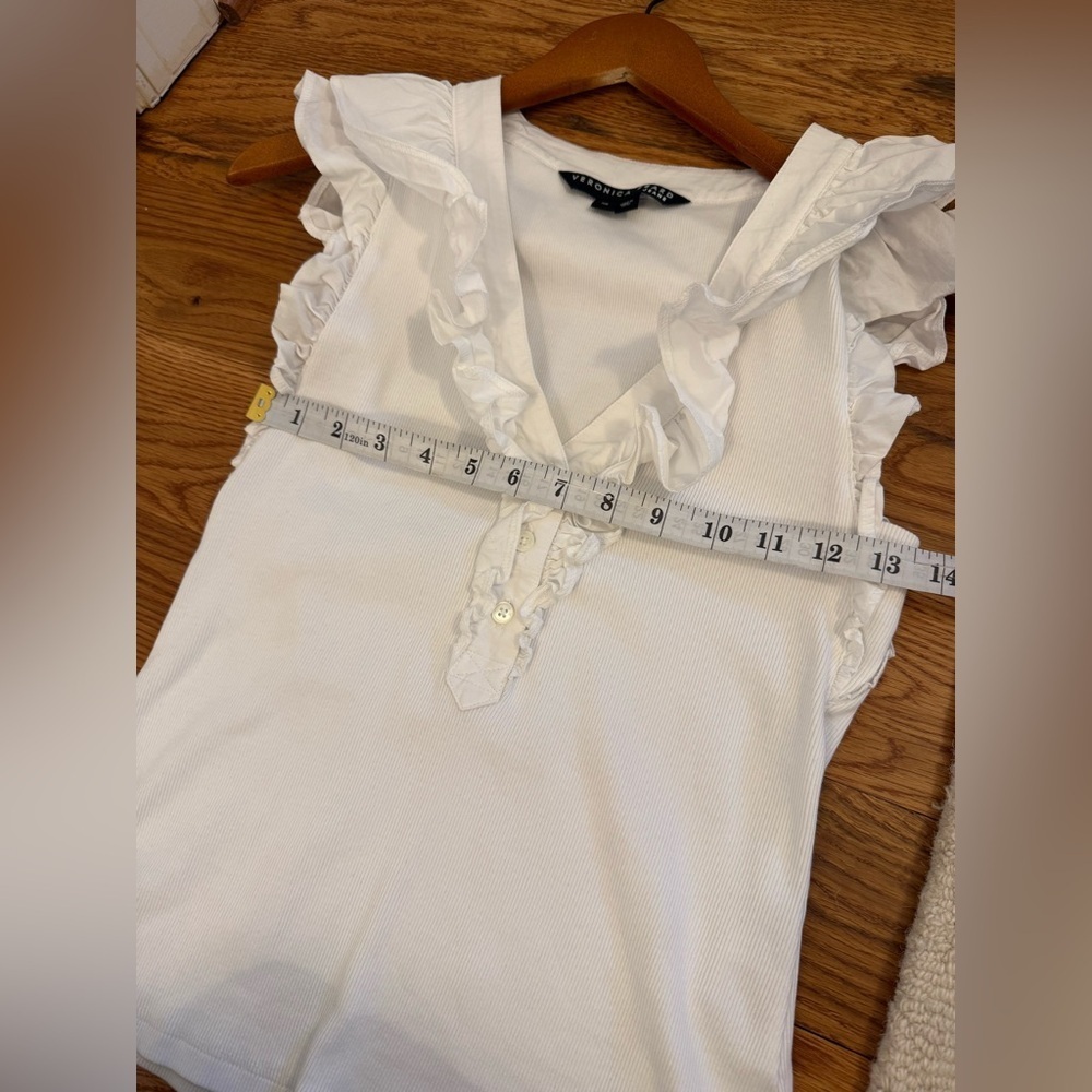 Veronica Beard Adrianna Ruffled Ribbed Top Size XS - Picture 10 of 11